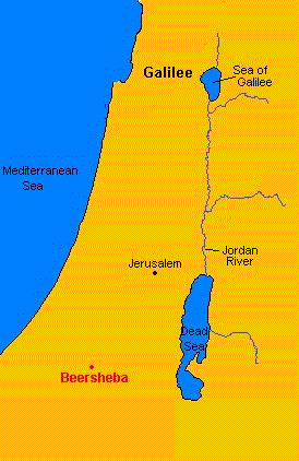 Map of Israel showing location of Beersheba